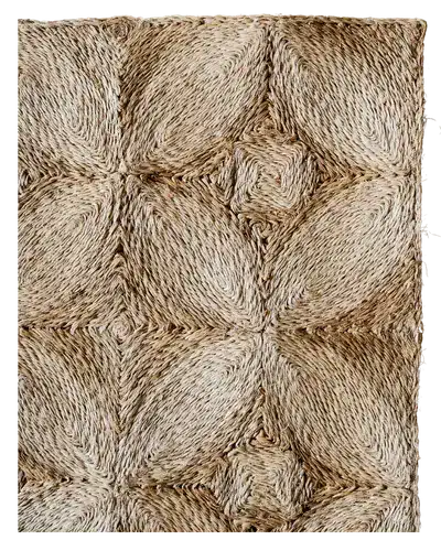 Custom Handwoven Abaca Peas in a Pod Rug in Natural Beige and Brown Abaca Banana Plant Fibre